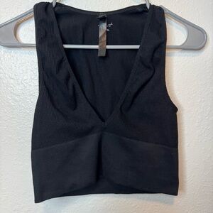 Out From Under UO Hailey Black Seamless Plunge Cropped Tank Size Large